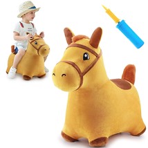 Bouncy Pals Yellow Hopping Horse, Outdoor Ride On Bouncy Animal Play Toys, Infla - £50.35 GBP
