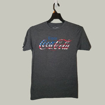 Coca Cola Shirt Mens Small Gray Enjoy Coke Logo US Flag Casual  - £11.04 GBP