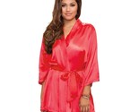 Red Satin Robe 3/4 Sleeves Sash Tie Closure Short Length 7893 S/M - $25.98