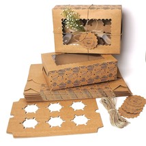 20-Pack Brown Cupcake Boxes With Insert Trays, Tags And Twine | Food Gra... - £31.33 GBP
