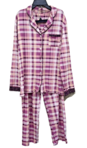 Cuddl Duds 2Pc Pajama Set Long Sleeve Lightweight Pink Plaid Women&#39;s Small Ripp - $19.80