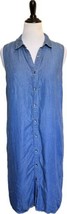 Splendid Chambray Dress Size XL Blue Collared Button Up Sleeveless Side ... - $59.40