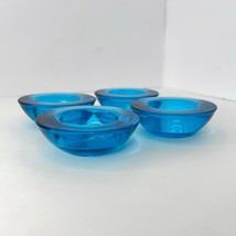 17 Crate &amp; Barrel Dark Aqua Blue Clear Glass Tea Light Holders 3&quot; - $122.76