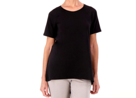 Susan Graver Sg Sport Cotton Modal Spandex Hi-Low Hem Top- Black, Large - £17.05 GBP