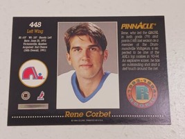 Rene Corbet Quebec Nordiques 1993 - 1994 Pinnacle Rookie Card #448 - £0.73 GBP