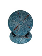 Ikea Bullra Round Salad Lunch Plate Set of 2 Turquoise Red White Floral ... - £11.53 GBP