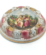 VTG ITALIAN SIGNED CAPODIMONTE ASHTRAY PINK WHITE GOLD GILDED HAND PAINTED - $24.74