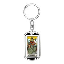 Tarot Card The Empress Swivel Keychain Dog Tag Stainless Steel or 18k Gold - £31.57 GBP