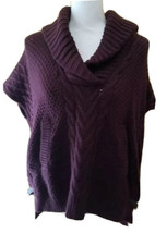 Cliche Couture Sweater Wool Blend Cable Short Sleeve Cowl Neck Purple Wo... - £9.48 GBP