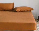 Solid Pumpkin Color Fitted Sheet Queen Soft Jersey Knit Cotton Bedding S... - £46.29 GBP