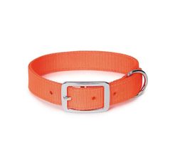 Bright Neon Orange Dog Collars Double Thick Nylon Strong Metal Buckle Heavy Duty - £10.15 GBP+