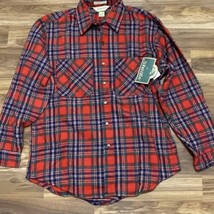 Vintage St John’s Bay Men’s Red Plaid Flannel Shirt Large Christmas Pictures NWT - $28.49