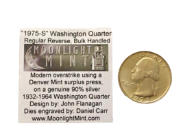 Very Rare 1975-S Washington Silver Quarter Fantasy Overstrike Daniel Carr - £710.58 GBP
