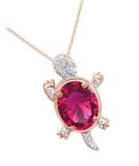 Jewel Zone US Turtle Pendant Necklace in 14k Rose Gold Over - £161.43 GBP
