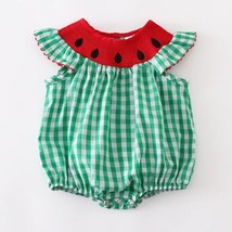 NEW Boutique Watermelon Baby Girls Smocked Gingham Romper Jumpsuit - £13.38 GBP
