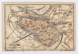 1914 Original Antique City Map Of Angouleme / Charente POITOU-CHARENTES / France - $20.26