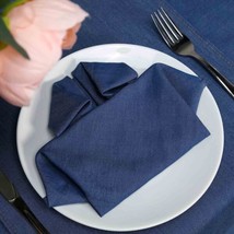 5 Pcs Dark Blue 17&quot;&quot; X 17&quot;&quot; Faux Denim Polyester Table Napkins Wedding Supplies  - £9.05 GBP