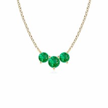 ANGARA Classic Trio Emerald Necklace for Women in 14K Solid Gold | 18&quot; Chain - £668.21 GBP