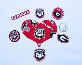 Georgia Bulldogs Cotton Fabric Iron On Appliques, Set of 8,  #1A - $8.99