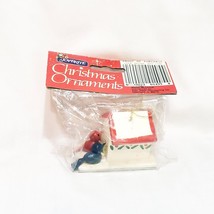 Birdhouse Red Blue Bird Christmas Ornament Wood  1.5&quot; Joy Brite Vintage NOS - $14.84