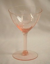 Old Vintage Etched Floral Pink Depression Glass Champagne Wine Stemmed U... - $16.82