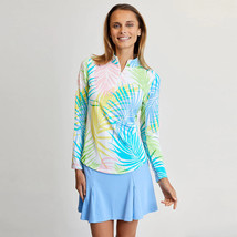 Nwt G Lifestyle Palm Beach Pastel Multi Long Sleeve Mock Golf Shirt - Size L - £51.95 GBP