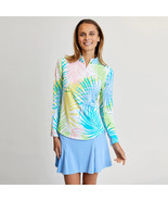 NWT G LIFESTYLE PALM BEACH Pastel Multi Long Sleeve Mock Golf Shirt - Si... - £52.07 GBP