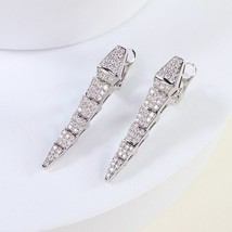 New Silver Color Thick Full Diamond Snake Shape Foldable Earrings European Trend - £41.40 GBP