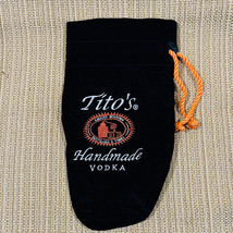 Tito&#39;s Vodka Black Velvet &amp; Orange Embroidered Bag With Drawstring - $10.84