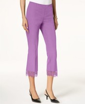 Alfani Womens Petite Lace Hem Pull On Cropped Pants,Size 16 Petite,Pastel Purple - £58.59 GBP