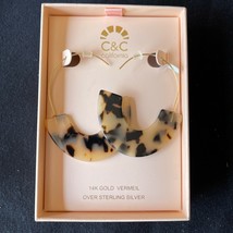 C &amp; C California Earrings 14k Yellow Gold Vermeil Over Sterling Silver Tortoise - £11.19 GBP