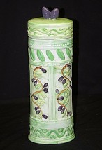 Old Vintage Ceramic Pasta Storage Jar Canister w Abstract Design Kitchen... - $39.59
