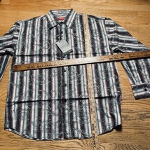 Y2K NEW Vintage Koman Sport Striped Swirls Button Shirt Long Sleeve Men&#39;s Sz XL - £23.70 GBP