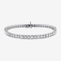 3 CT Round Cut Real Moissanite Tennis Bracelet 14K White Gold Plated Silver 3mm - £121.44 GBP