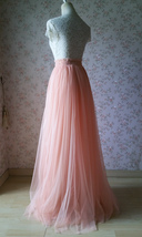 Coral Pink Maxi Tulle Skirt Outfit Wedding Bridesmaid Custom Size Tulle Skirt image 3