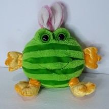 Dan Dee Easter Frog Plush Stuffed Animal Bunny Ears Green Pink Eye Scratched 10&quot; - £14.70 GBP