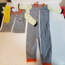 Nautical Adventures Boys Twins Baby 0-3 Month Set 2 pieces pajamas one p... - £34.36 GBP