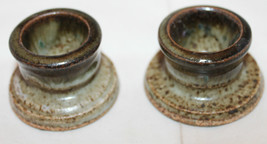 Set of 2 No Signature Studio Art Pottery Mini Small Short Candle Holders - $33.28