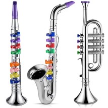 Set Of 3 Musical Instruments Include Toy Saxophone Plastic Trumpet And T... - £49.54 GBP