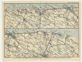 1905 Antique Map Of Belgian Seashore / Ostend Ostende Nieuwpoort Bruges Belgium - £12.31 GBP