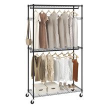 VEVOR Clothes Rack Rolling Clothing Garment Rack with 3 Storage Tiers 40... - $118.99