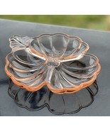 Jeannette Glass Doric Pink 3-Part Clover Candy Nut Dish Relish 6&quot; - £14.50 GBP