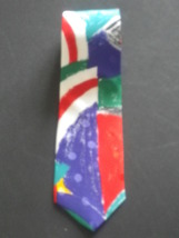 Yates &amp; Co London red white blue silk tie,  handmade England, free shipping - £46.74 GBP
