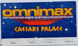 OMNIMAX Caesars Palace Sept 29, 1980 3-1/2&quot; x 2&quot; Ticket Stub - £8.67 GBP