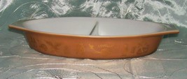 Vtg Pyrex Early American Divided Casserole /Dish- Brown/Gold Eagle-1 1/2 QT-GUVC - £5.55 GBP