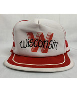 Vintage Wisconsin Badgers Hat Snapback 3 Stripe Trucker Cap NCAA 70s 80s - £23.94 GBP