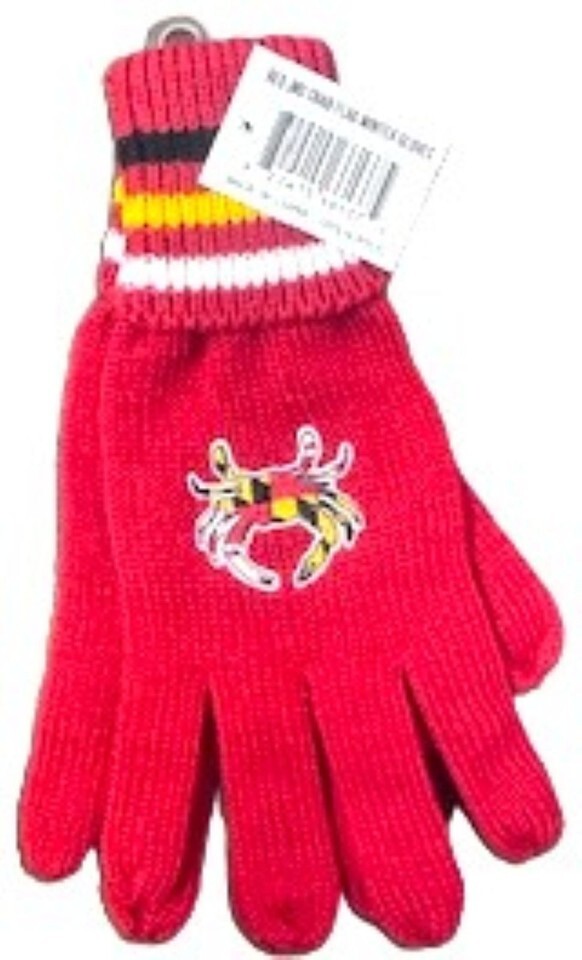 Maryland Flag Crab Red Knit Gloves - $13.99
