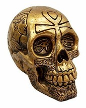 Ebros Egyptian Gods &amp; Kings Golden Nefertiti King TUT Ankh Skull Figurine 6.25&quot;L - £24.77 GBP