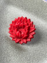 Vintage Red Plastic Water Lily Flower Lapel or Hat Pins or Tie Tac – 1 and 1/8th - £9.02 GBP