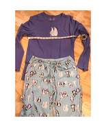 June &amp; Daisy Small Women’s 2 pc Pajama Set Penguins Blue Pants Purple Sh... - $11.19